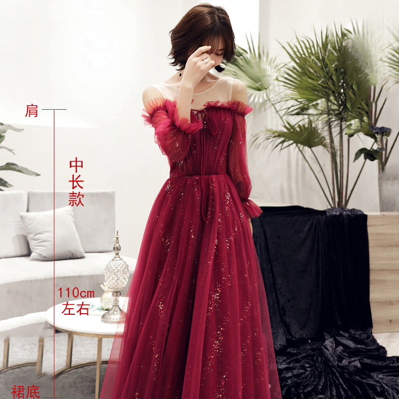 Female Party Red Toast Evening Dress