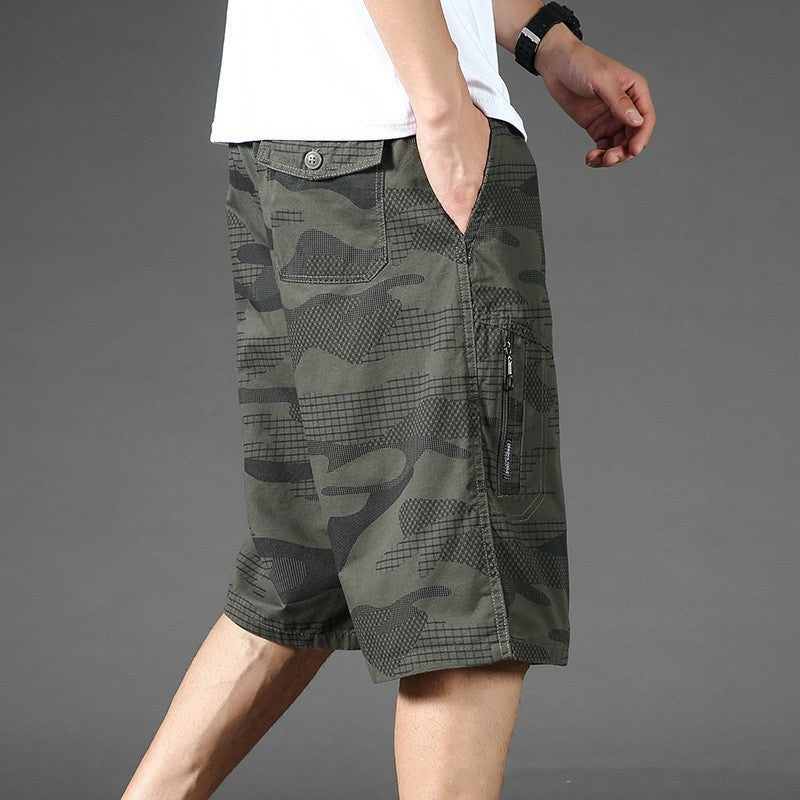 Summer Thin Loose Cotton Camouflage Shorts