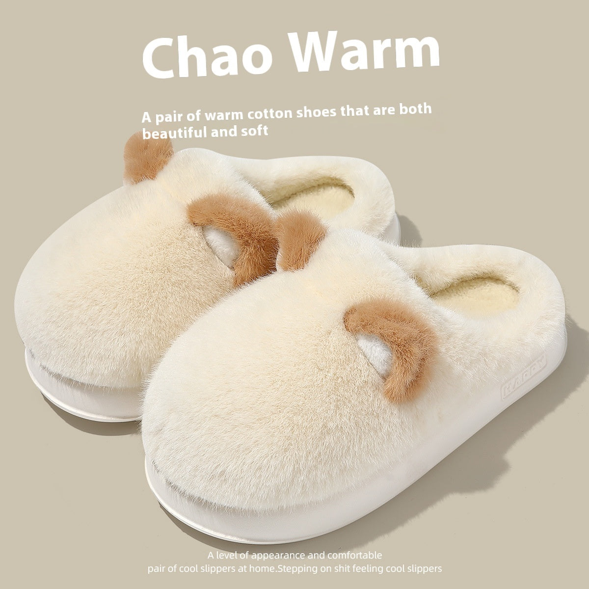 Non-slip Warm Fleece-lined Confinement Cotton Slippers