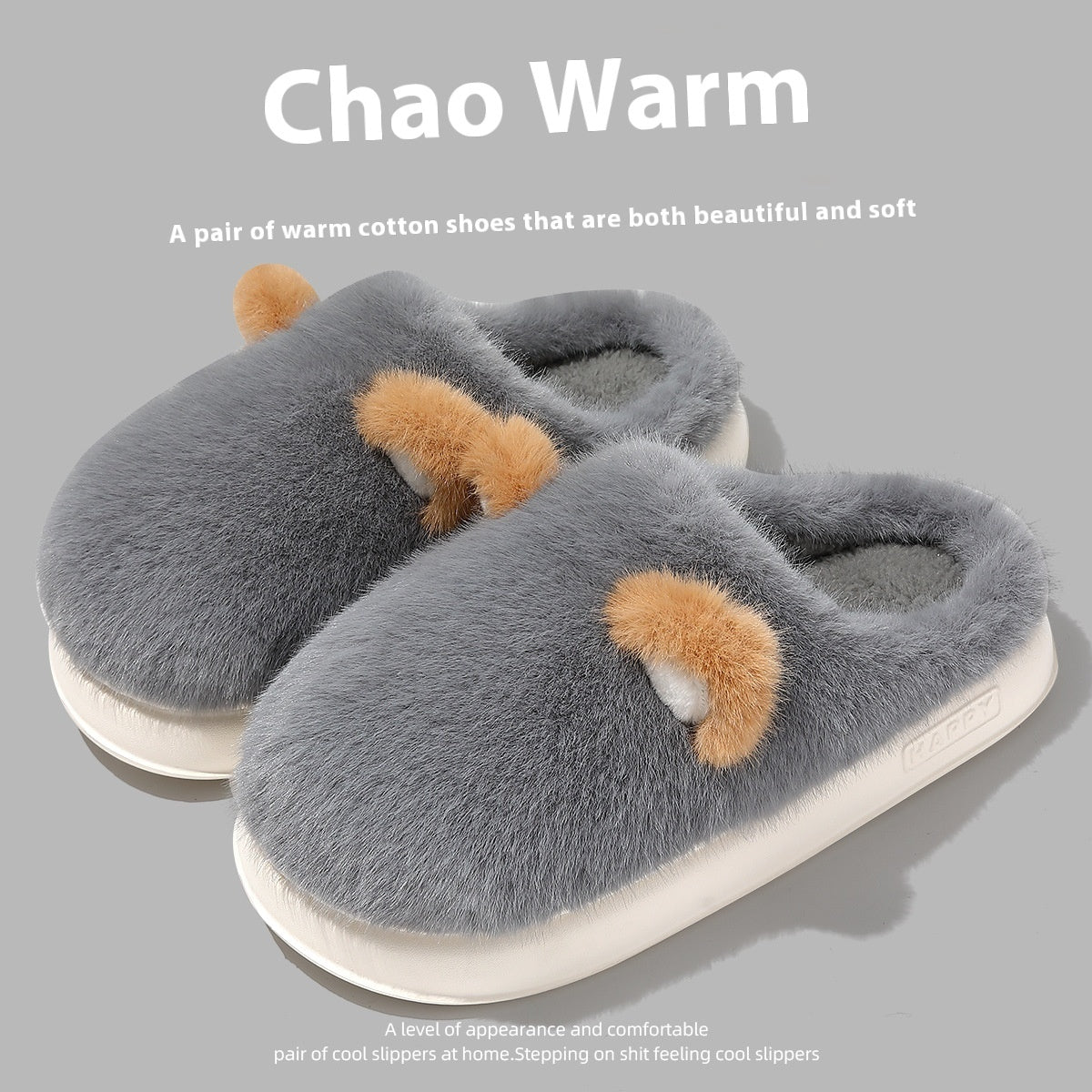 Non-slip Warm Fleece-lined Confinement Cotton Slippers