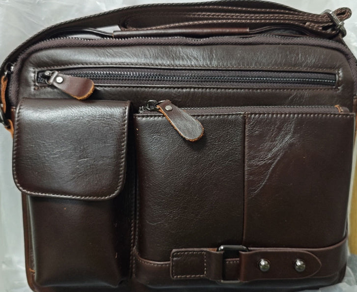 Men's High Sense Oil Wax Genuine Goods Genuine Leather Messenger Bag