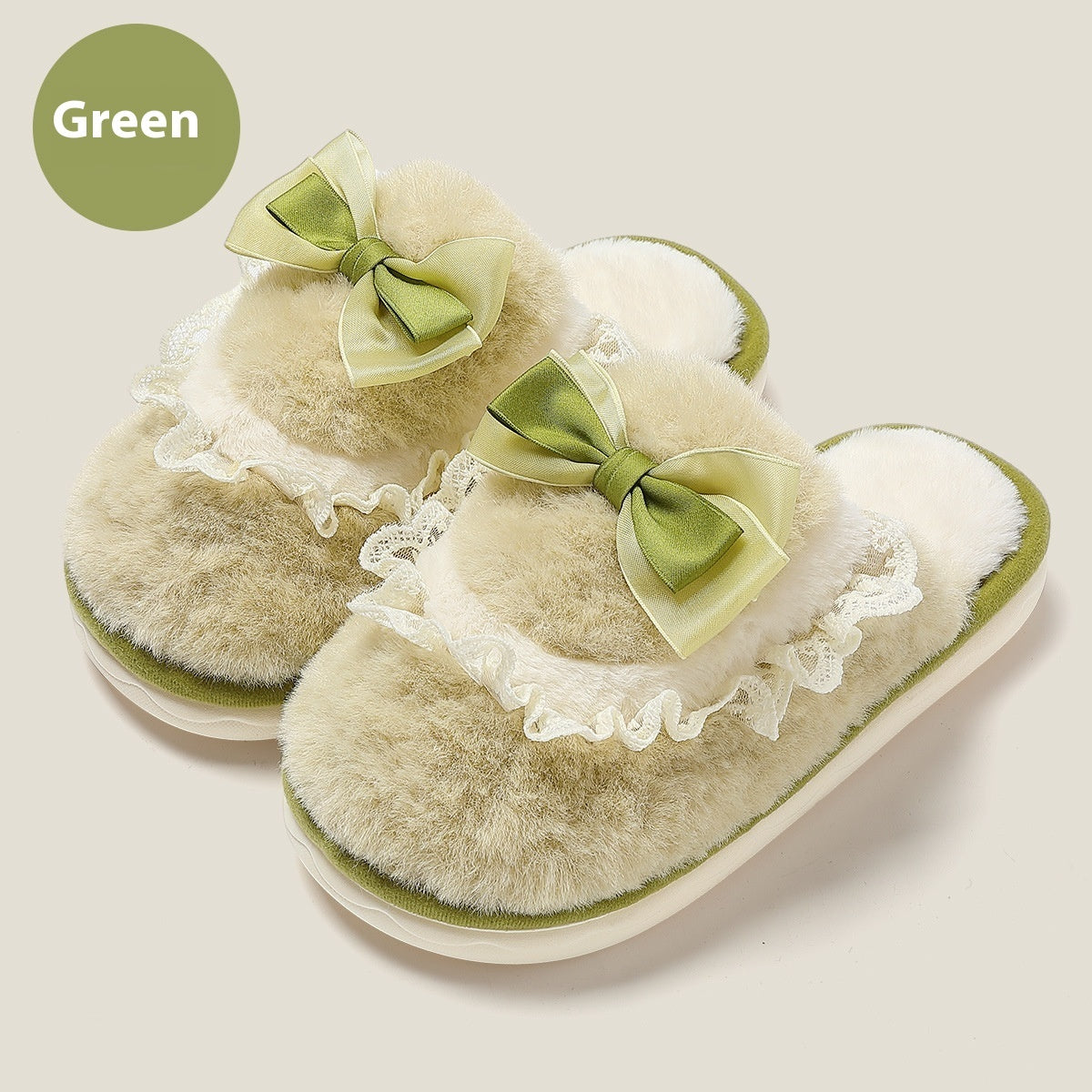 Bow Cotton Slippers Interior Home Warm