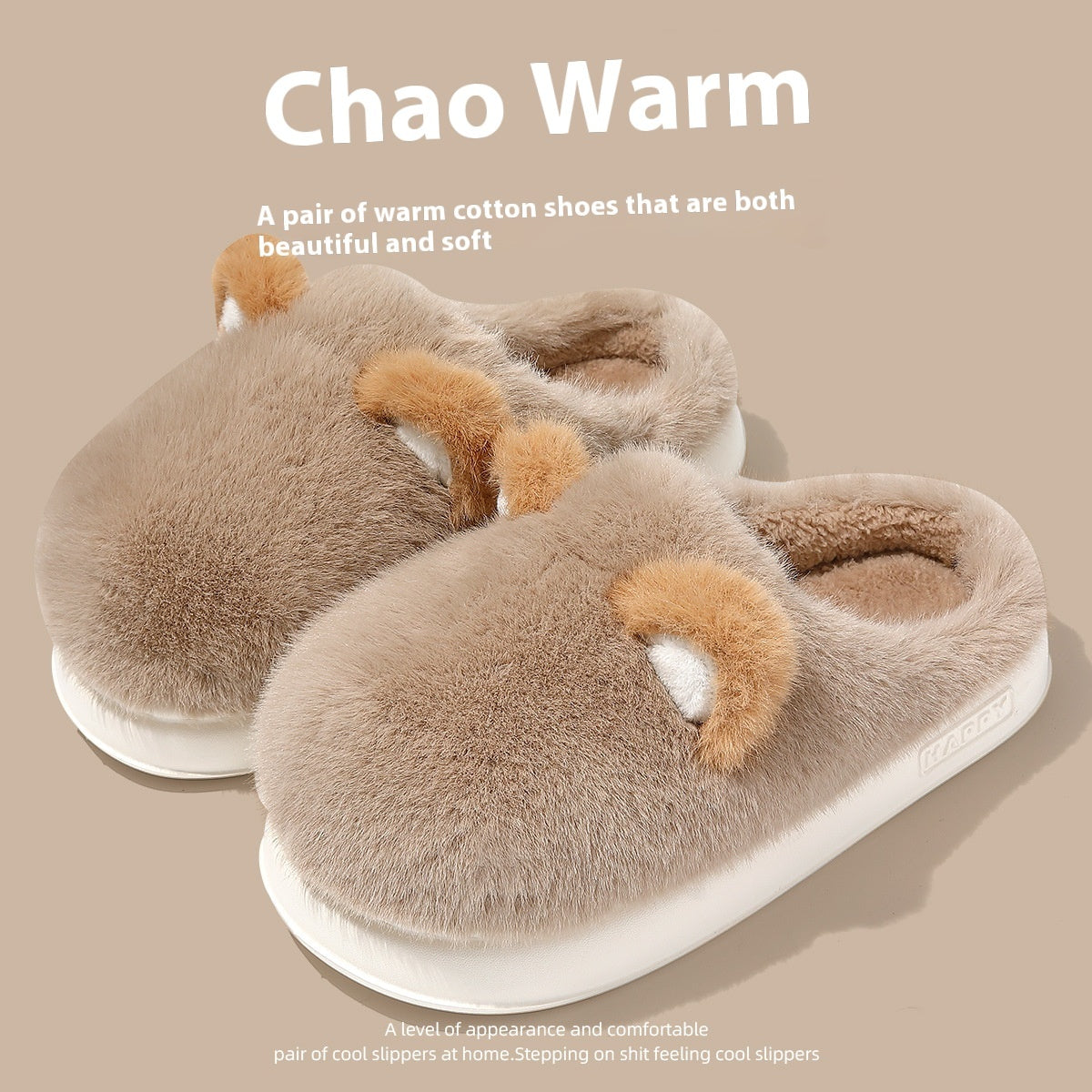 Non-slip Warm Fleece-lined Confinement Cotton Slippers