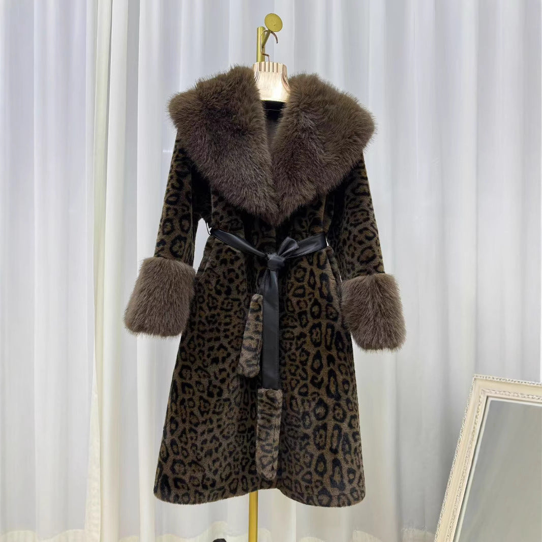 Leopard Print Women's Gold Mink Velvet Loose Temperament Coat