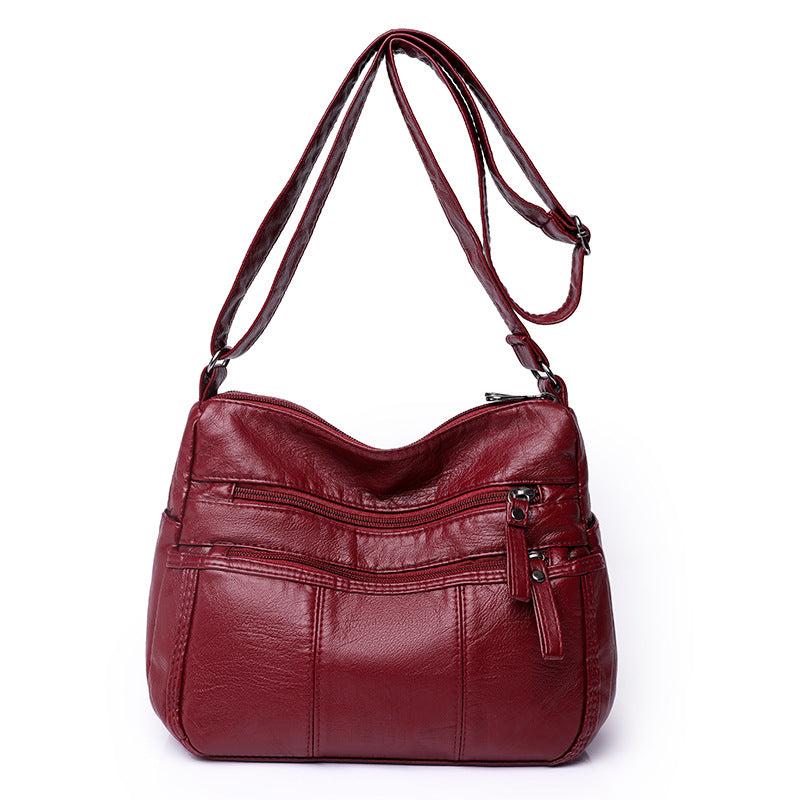 PU Soft Leather Textured Crossbody Large Capacity Casual Shoulder Bag