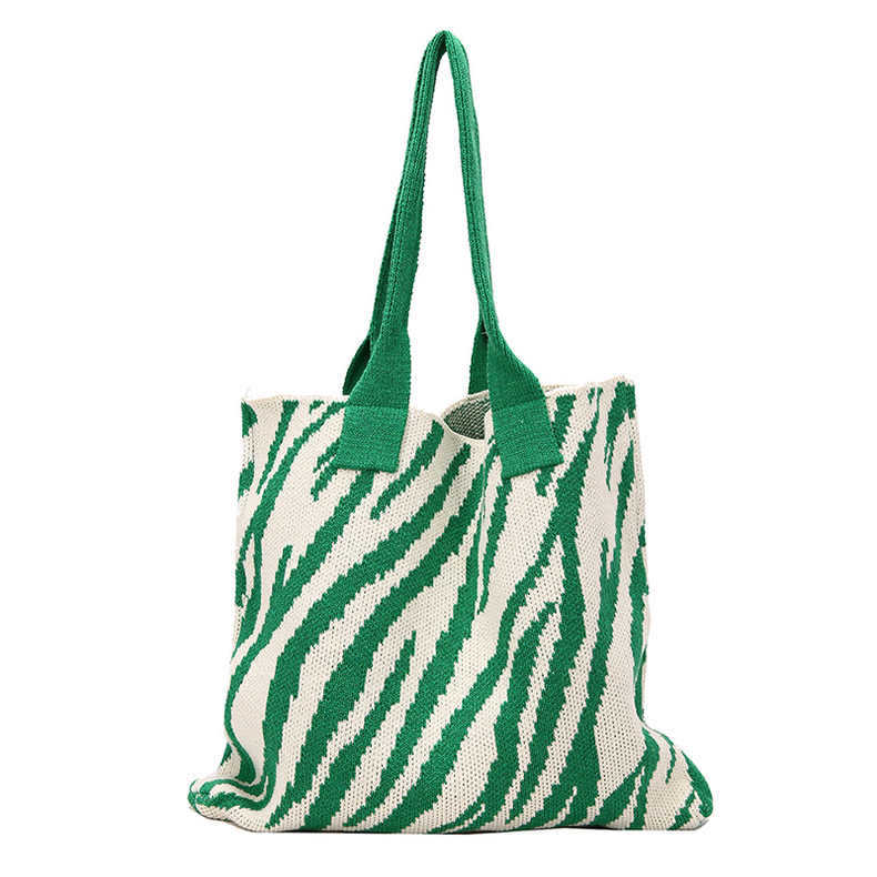 Single Shoulder Zebra Pattern Knitted Bag