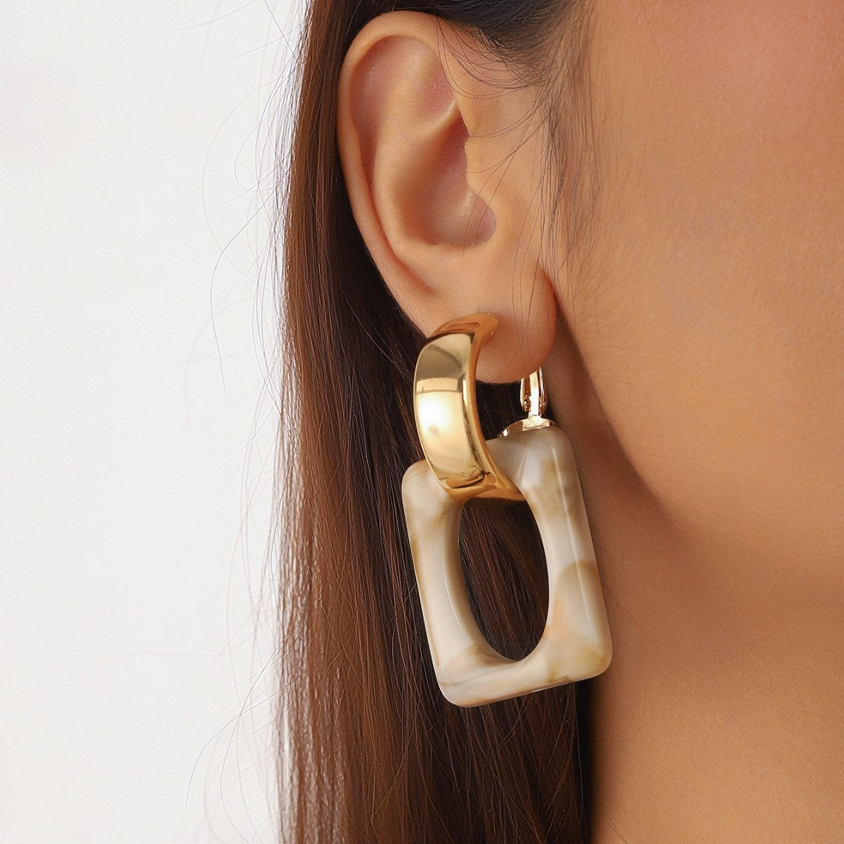 Vintage Hollow Geometry Acrylic Earrings