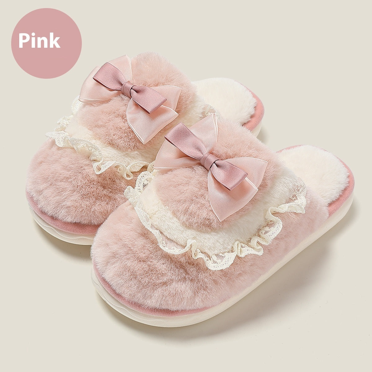 Bow Cotton Slippers Interior Home Warm